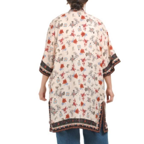Max Studio Floral Boho Plus Crepe Duster Size Small - Picture 2 of 11